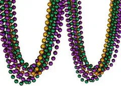 Oojami 144 PCS Mardi Gras Beads Green Purple Gold Metallic Beads Necklaces Ac...