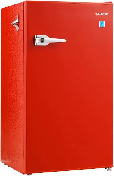 Upstreman 3.6 Cu.ft Small Refrigerator without Freezer, Red Retro Mini Fridge, Manual Defrost, Adjustable Thermostat, Side Bottle Opener, Small Fridge for Office, Bedroom, Dorm-CR35