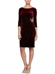 Alex Evenings Women's Embellished-Waist Velvet Dress - Wine - Size 14