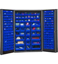 Durham DC48-176-5295 Cabinet, 14 Gauge, 176 Blue Bins, 48 X 24 X 72