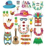 60Pcs Luau Photo Booth Props - Hawaiian/Tropi<wbr/>cal/Tiki/Summe<wbr/>r Pool Party Decorati