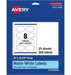 Avery Matte White Oval Labels