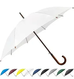 SoulRain 48" Arc Classic Wood Handle Umbrella Auto Open Windproof Clear Unbreakable Stick Rain Umbrella (Black)