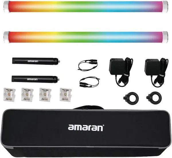 Aputure Amaran RGBWW Color PT2c LED Pixel Tube 2-Feet Tube with 8 Independently Controllable Pixels and 38.5Wh Lithium-Ion Battery (LED Engines, 2-Pack)