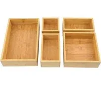 VaeFae Bamboo Organizer Box, Bamboo Drawer Organizer, Multi-use Wooden Box Set