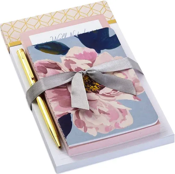 Lot of 2 Hallmark Pretty Pink Bundle, 3 Notepads in Assorted Sizes with Gold Pen