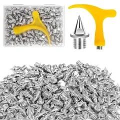 220 Pcs 1/4 Inch Stainless Steel Spikes with 1 PC Spike Wrench for Track Shoes,