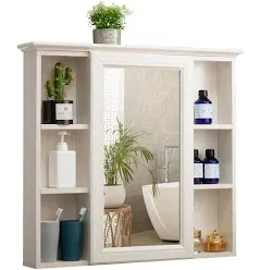 ALIMORDEN Medicine Cabinet with Mirror and Shelves Bathroom Wall Storage Cabinet Over The Toilet Vanity No Back Board Rece