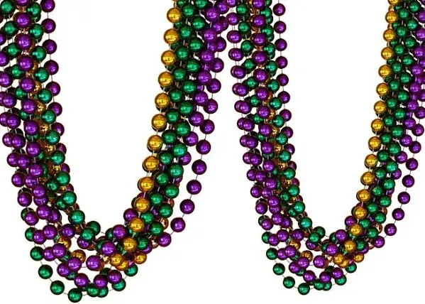 Oojami 144 PCS Mardi Gras Beads Green Purple Gold Metallic Beads Necklaces Accessories BulkCarnival Beads Necklace for Parade Throws Party Decorations Supplies Favors