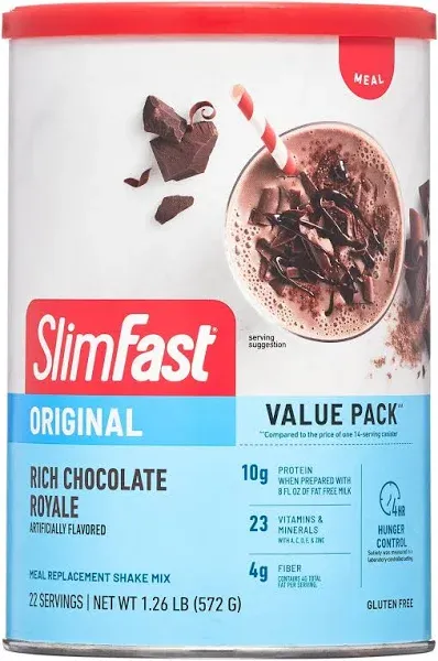 Original Meal Replacement Shake Mix, Rich Chocolate Royale, 20.18 Oz，22 Servings