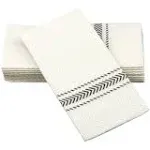 SimuLinen ClassicPoint Dinner Napkins - Black Bistro Stripe - 15.5 inchx15.5 inch - Pack of 50