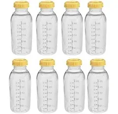 Medela Breastmilk Collection Storage Feeding Bottle with Lids (8 Pack)