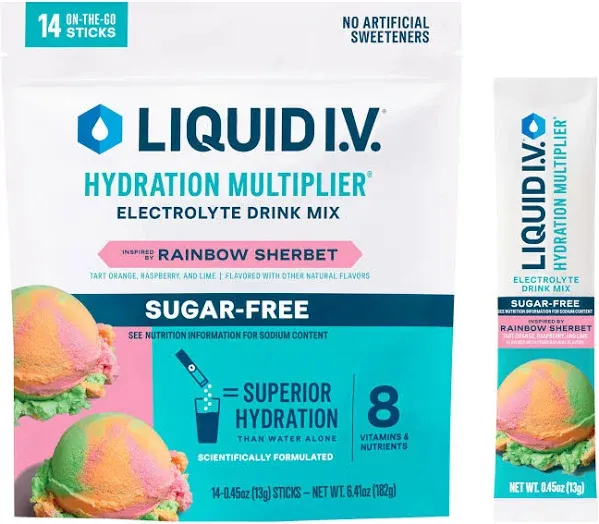 Liquid I.V. Hydration Multiplier Sugar-Free Rainbow Sherbet