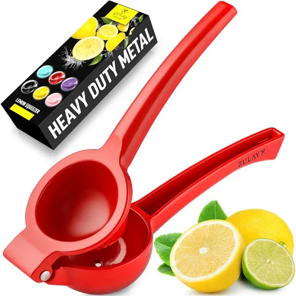 Zulay Metal 2-in-1 Lemon Lime Squeezer - Hand Juicer Lemon Squeezer Gets Every Last Drop - Max Extraction Manual Citrus Juicer - Easy-to-Use Lemon Ju