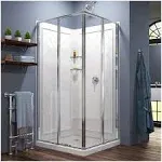 DreamLine Cornerview 36 in. D x 36 in. W Framed Sliding Shower Enclosure, Shower Base and Acrylic Backwall Kit in Satin Black