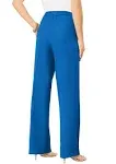 Roaman's Women's Plus Size Petite Wide-Leg Bend Over Pant - 32 WP, Vivid Blue