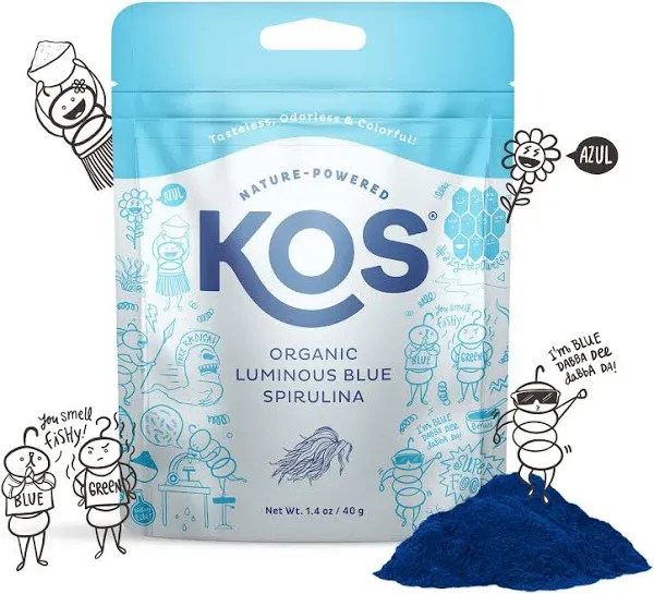 Kos - Organic Luminous Blue Spirulina Powder - 1.4 oz.