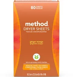 Method Ginger Mango Scent Dryer Sheets Sheets 80 pk