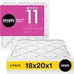 Simply Filters 18x20x1 MERV 11, MPR 1000, AC Furnace HVAC Air Filter (6 Pack)