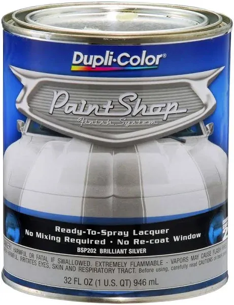 Dupli-Color Paint Shop Brilliant Silver Automotive Lacquer Finish System 1 Quart