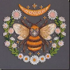 Abris Art Bead Embroidery Kit Honey Dream. DIY Beadwork Craft Kit for Beginners. Hand Made Beading kit from, Ukraine. Stylish Needlework Set, Needlepoint Pattern Colorful bee Decor Wall Art