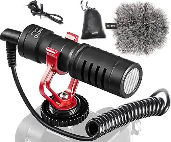 Movo VXR10 Universal Video Microphone with Shock Mount Deadcat Windscreen