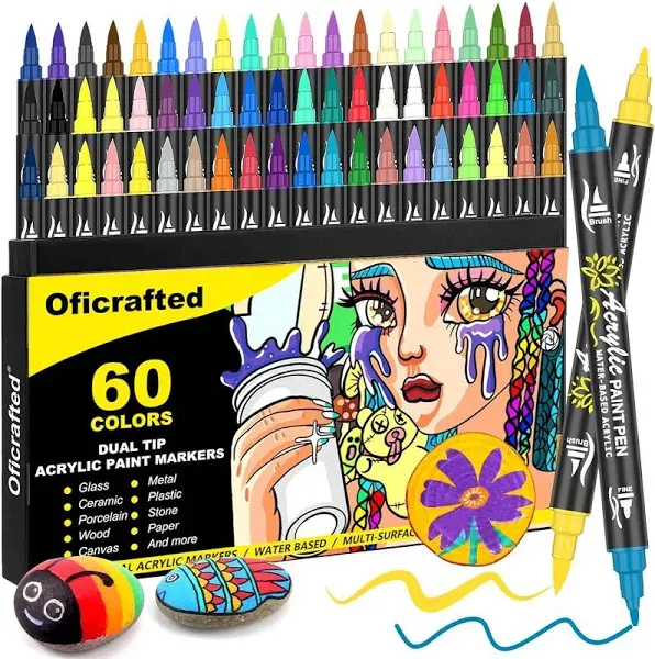 Shuttle Art 60 Colors Dual Tip Acrylic Paint Markers