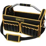 Olympia Tools 87-745 Open Top with Steel Handles and Shoulder Strap Tote Tool Bag, 18-1/2 Inch, Black and Yellow, 44 Pockets inside & outside