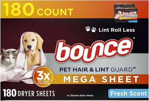 Bounce Pet Hair & Lint Guard Mega Dryer Sheets