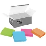 Post-it Super Sticky Notes, 1-7/8 in x 1-7/8 in, 18 Pads, 90 Sheets/Pad, 2x the Sticking Power, Back to School Supplies for Students, Sticky Notes for Textbooks and Notebooks, Energy Boost Collection