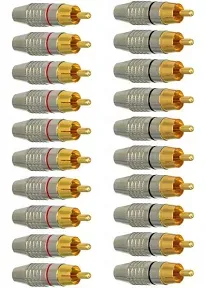 20Pack RCA Male Plug Solder, Gold Audio Video Adapter Connector for Speaker W...