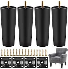 Furniture Legs, 6 Inch Sofa Legs M8(5/16&#039;&#039;) Thread Plastic Tapered Couch Chai...