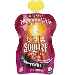 Mamma Chia Squeeze Organic Chia Vitality Snack, Strawberry Banana (3.5 oz)