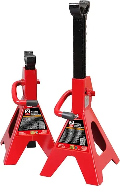 AT42002R  Steel Car Jack Stands: 2 Ton (4,000 Lb) Capacity, Red, 1 Pair