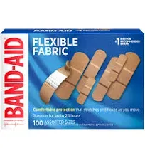 BAND-AID® Brand Flexible Fabric Bandages Assorted, 100 Count