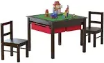 Utex 2-in-1 Kids Multi Activity Table and 2 Chairs Set with Storage (Espresso)