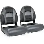 NORTHCAPTAIN Deluxe Charcoal/Black Low Back Folding Boat Seat, 2 Seats