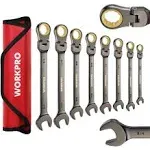 WorkPro 8-Piece Flex-Head Ratcheting Combination Wrench Set, CR-V Constructed, N