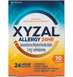 Xyzal Allergy Relief, Original Prescription Strength, 24 Hr, Tablets - 35 tablets