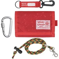 Rough Enough Kids Wallet for Boys Girls Teen Neck Lanyard Wallet with Keychain Cordura Red