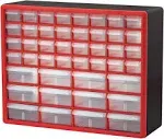 Akro-Mils 10144REDBLK 44-Drawer Hardware & Craft Plastic Cabinet, Red &