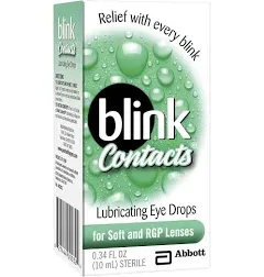 Blink Contacts Lubricating Eye Drops, Long Lasting Comfort, 0.34 fl oz