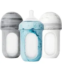 Boon Nursh Reusable Silicone Baby Bottles with Collapsible Silicone Pouch Design