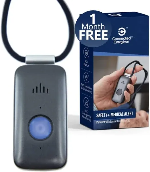 Safety+ 4G Medical Alert System: Fall Detection, GPS Location, 24/7 Monitoring, Mobile Caregiver App, Small, Lightweight-Call to Activate Wireless Call Button, Personal Safety, Wearable Panic Button