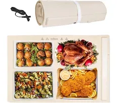 Electric Warming Trays for Food and Hot Plates, Large and Uniform Surface Heating, Foldable, Durable, 3 Temperature Levels, Can Be On for 12 Hours, Silicone Food Warmer for Gatherings