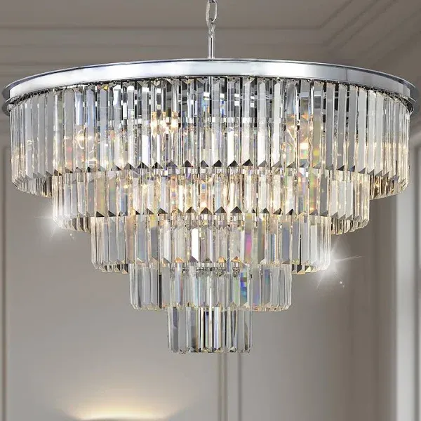 MEELIGHTING Chrome Crystal Modern Contemporary Chandelier MD2949-D600 SMOKY GRAY