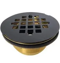 Westbrass Shower Drain 2&#034; x 4-1/4&#034; Round Grid Cover Compression Antique Bronze