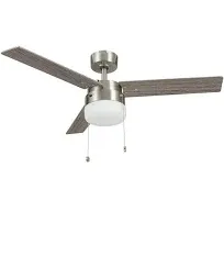 Hampton Bay Ceiling Fan 44&#034; Pull Chain Control Indoor Brushed Nickel w/Light Kit