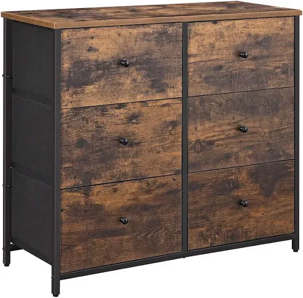 Songmics Bedroom Chest 6 Drawer Closet Fabric Dresser with Metal Frame