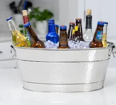 Colt Copper Finish Galvanized Bucket For Parties Oval 16bottle Hammered Beverage